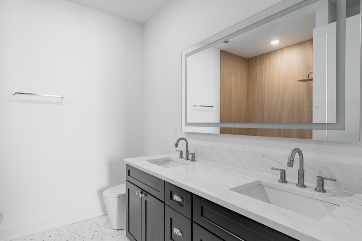 Double-vanity bathroom inside Hayden Mansion