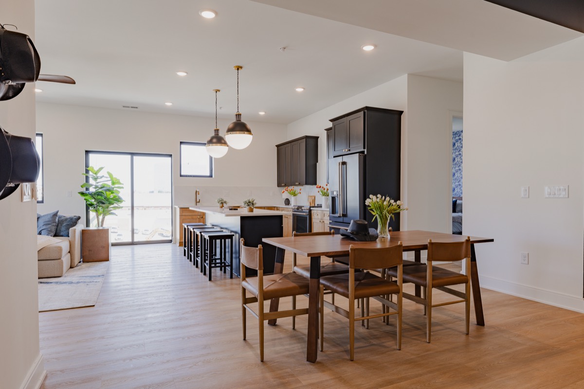 Dining room and open kitchen inside Hayden Mansion